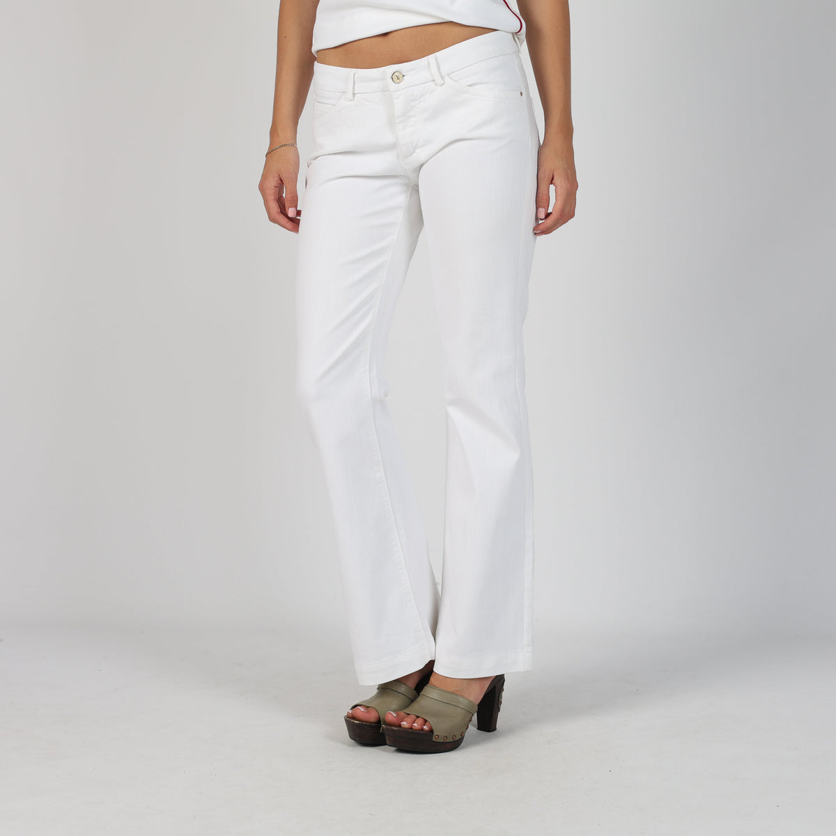 White Y2K Trussardi Straight Jeans (XS)