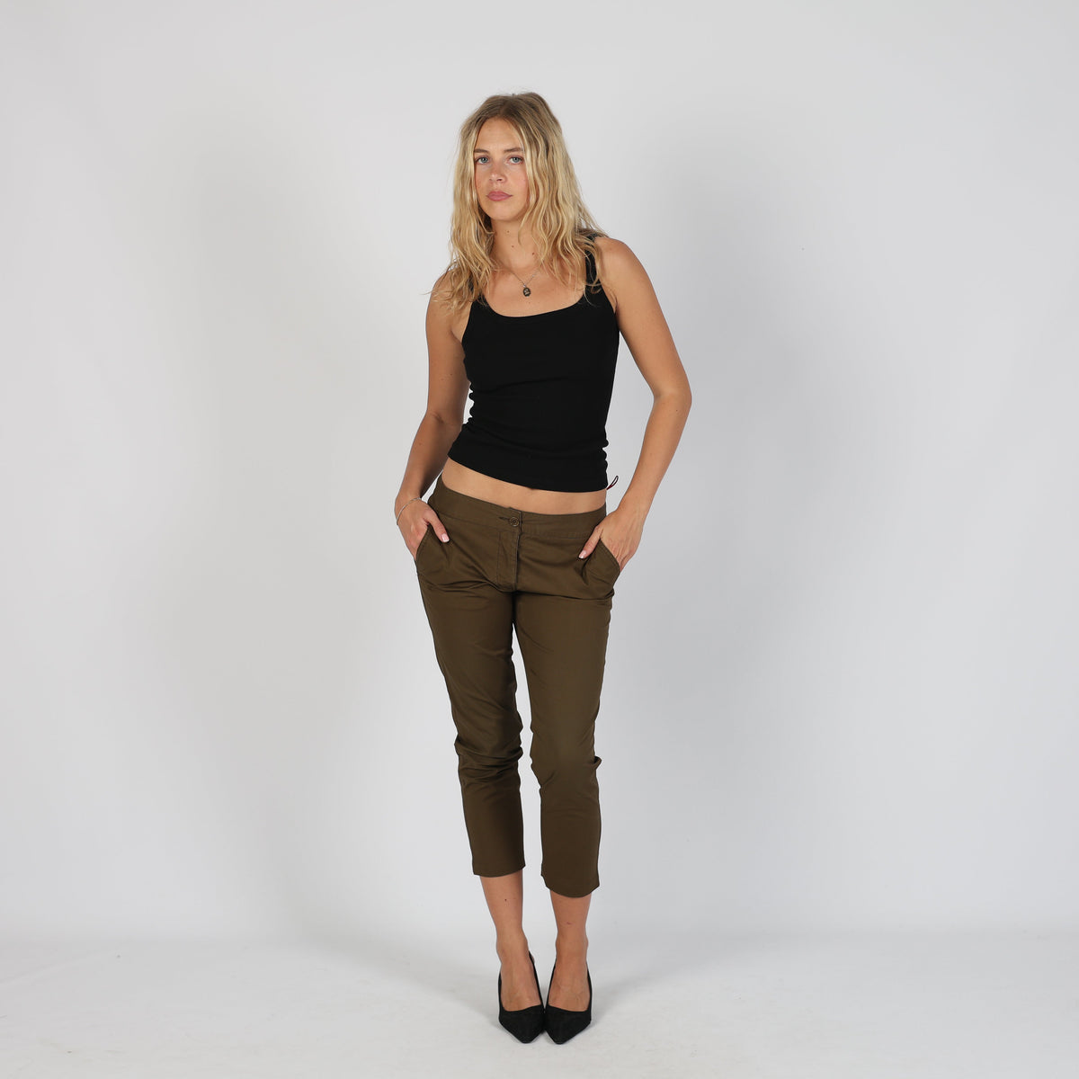 Dark Green Y2K Prada Capri Trouser (S)