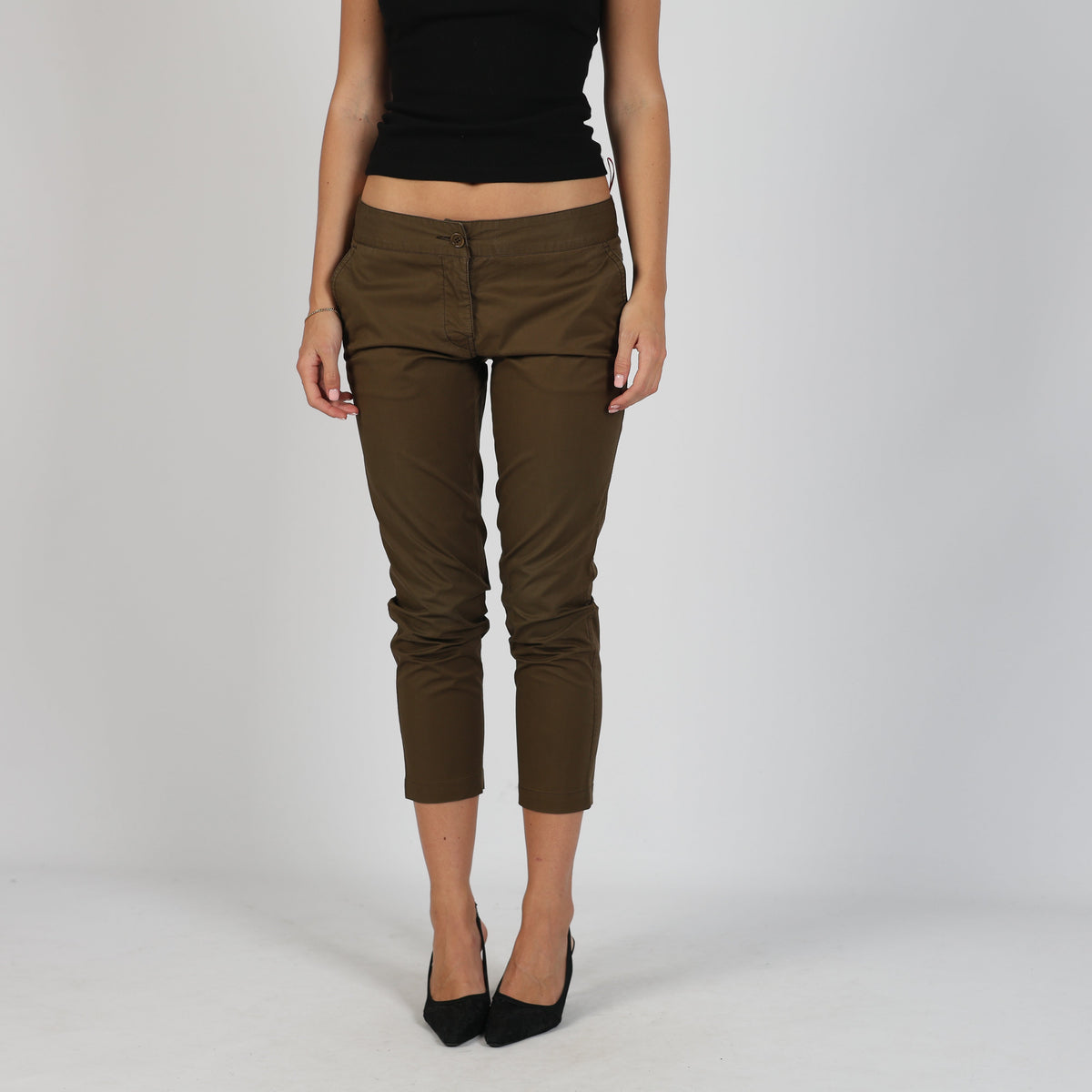 Dark Green Y2K Prada Capri Trouser (S)