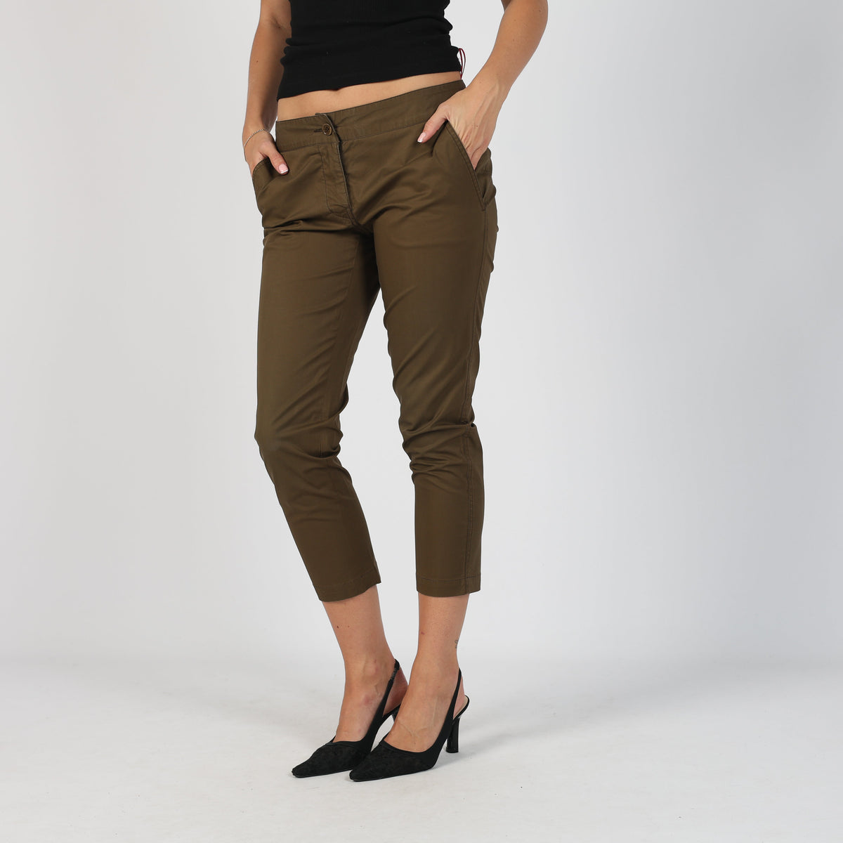 Dark Green Y2K Prada Capri Trouser (S)