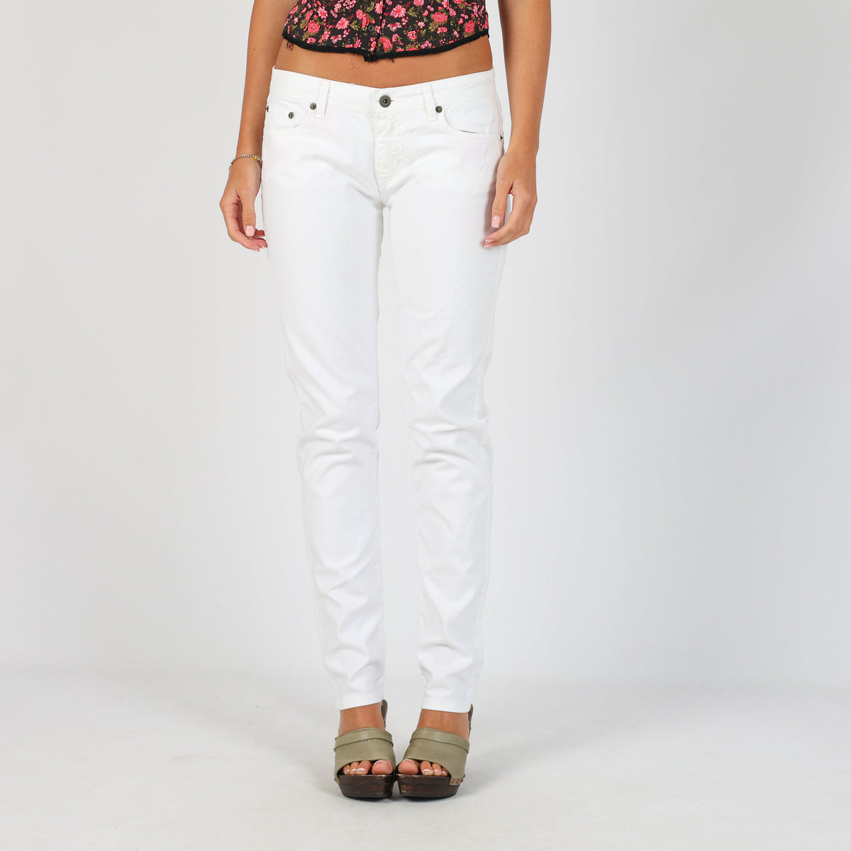 White Y2K Fiorucci Straight Jeans (S)