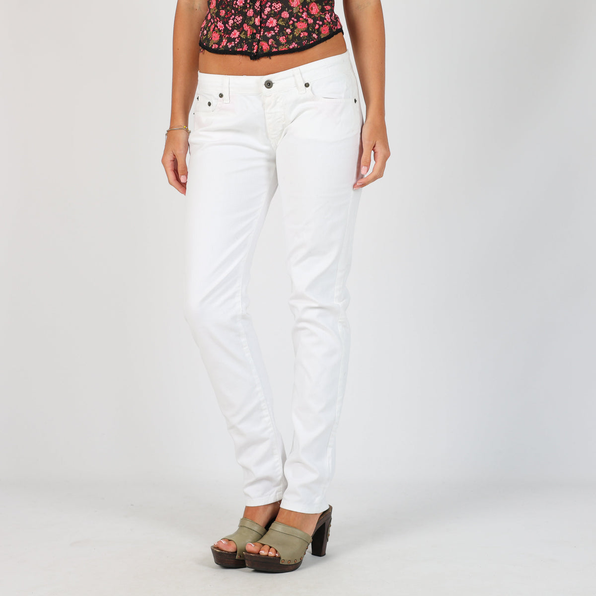 White Y2K Fiorucci Straight Jeans (S)