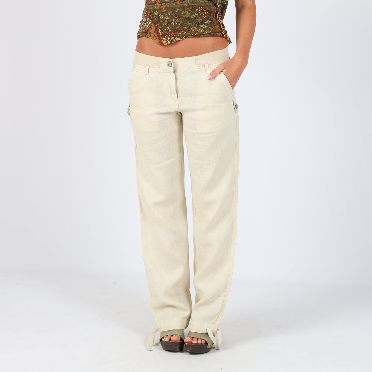 Cream Y2K Napapijri Woven Trousers (S)