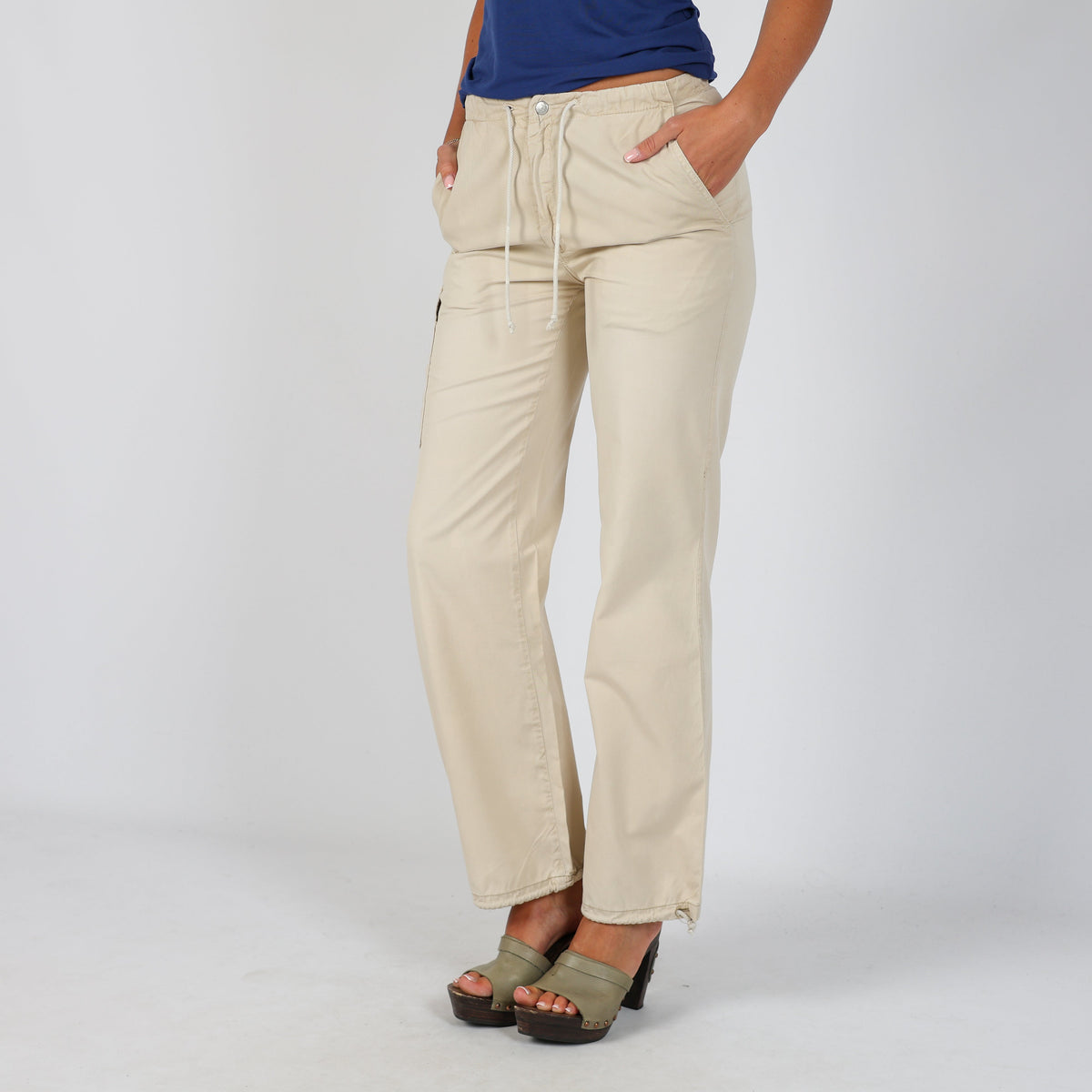 Cream Y2K Fiorucci Cargo Pants (XS)