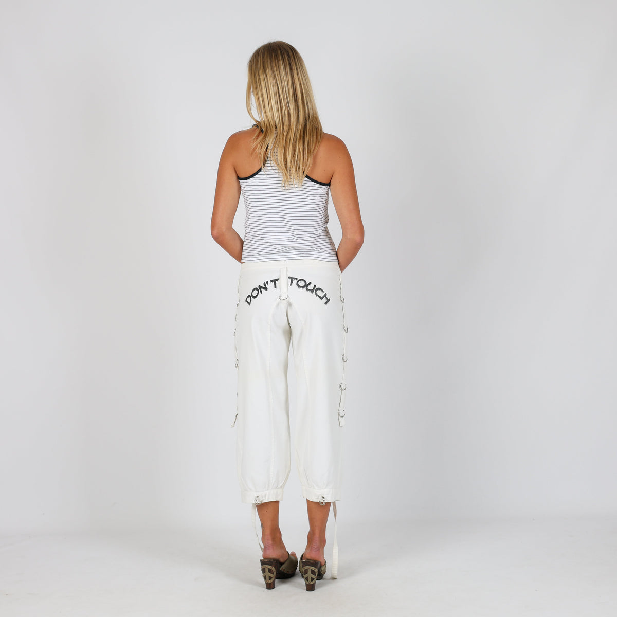 Ivory Y2K Made in Italy Cargo Pants Don't Touch (S)