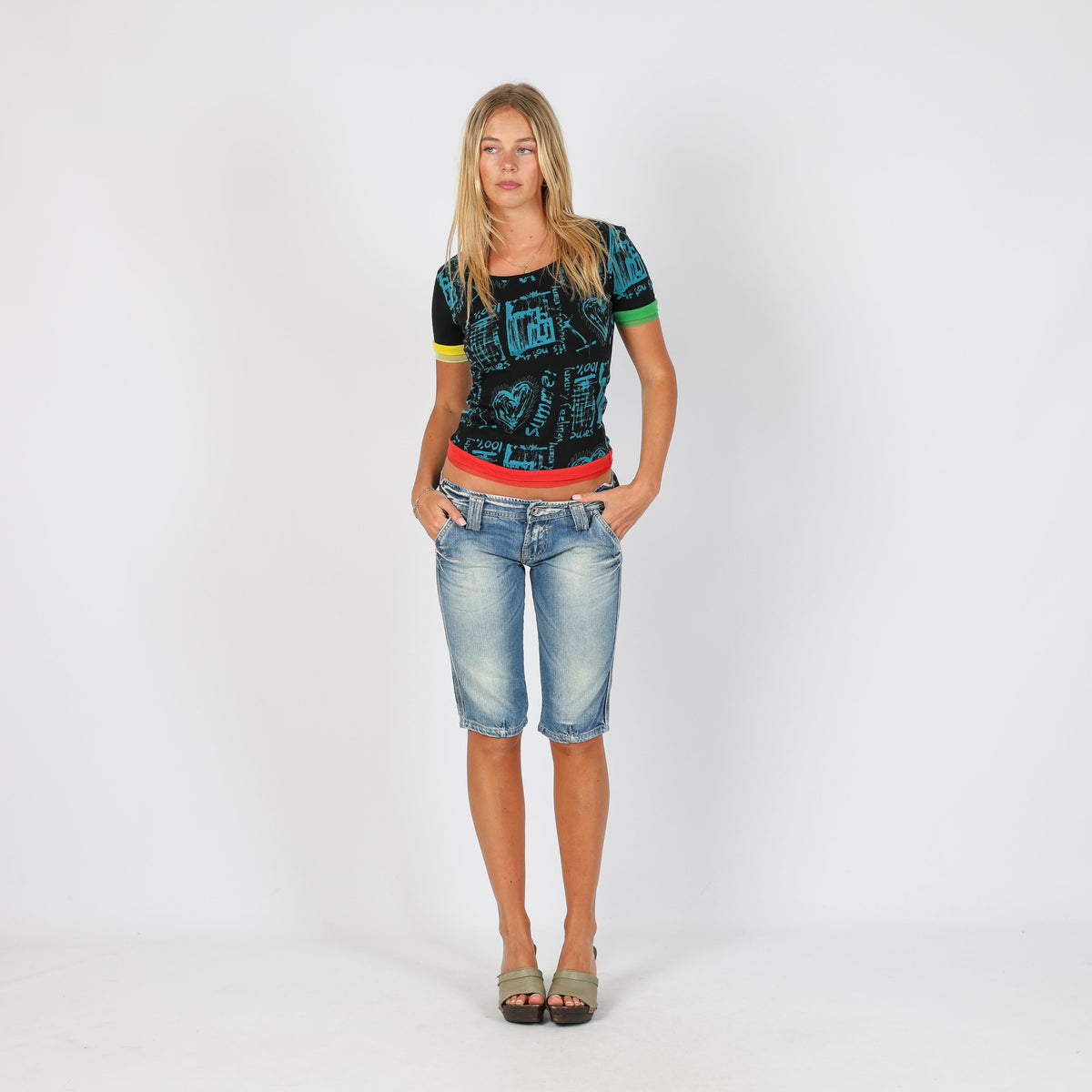 Blue Y2K Kocca 3/4 Jeans (XS)