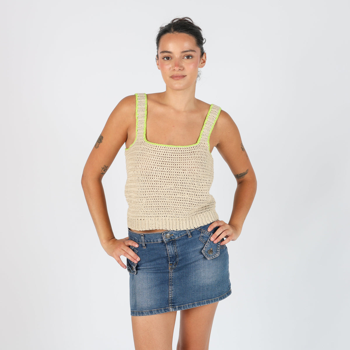 Beige Y2K Knitted Top (S)