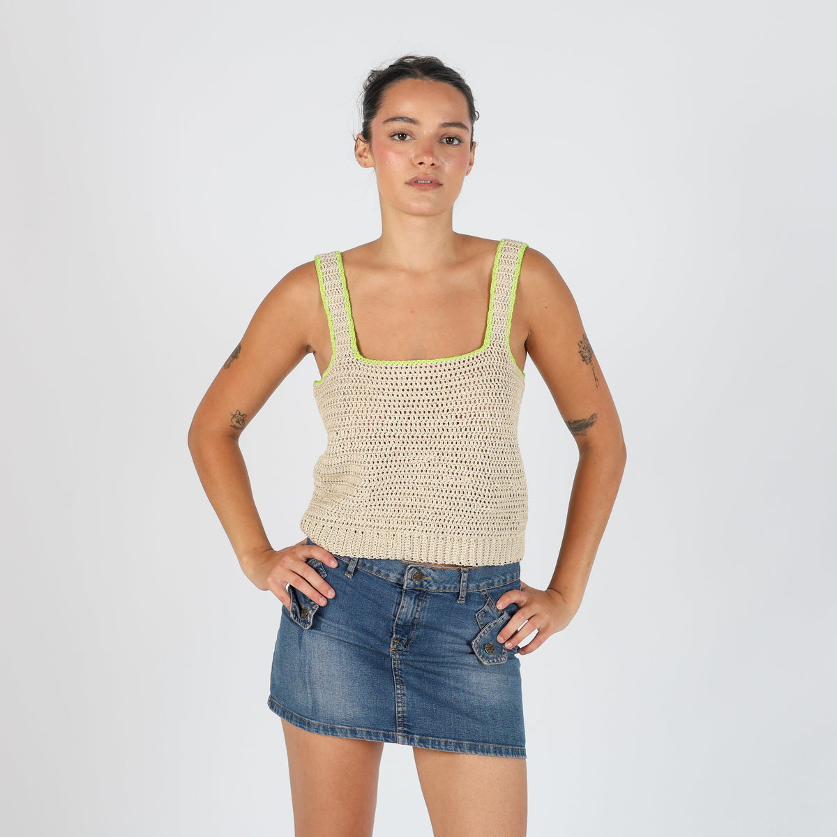 Beige Y2K Knitted Top (S)