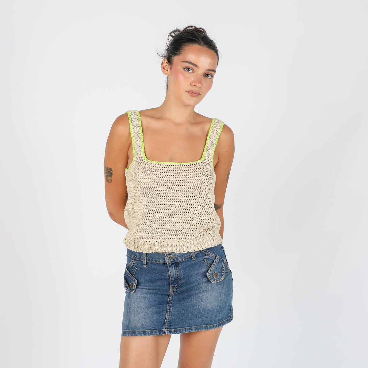 Beige Y2K Knitted Top (S)