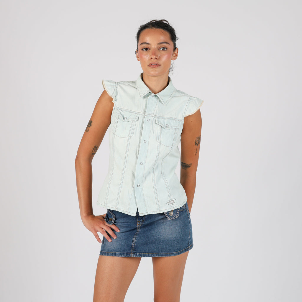 Light Blue Y2K Diesel Shirt (S)