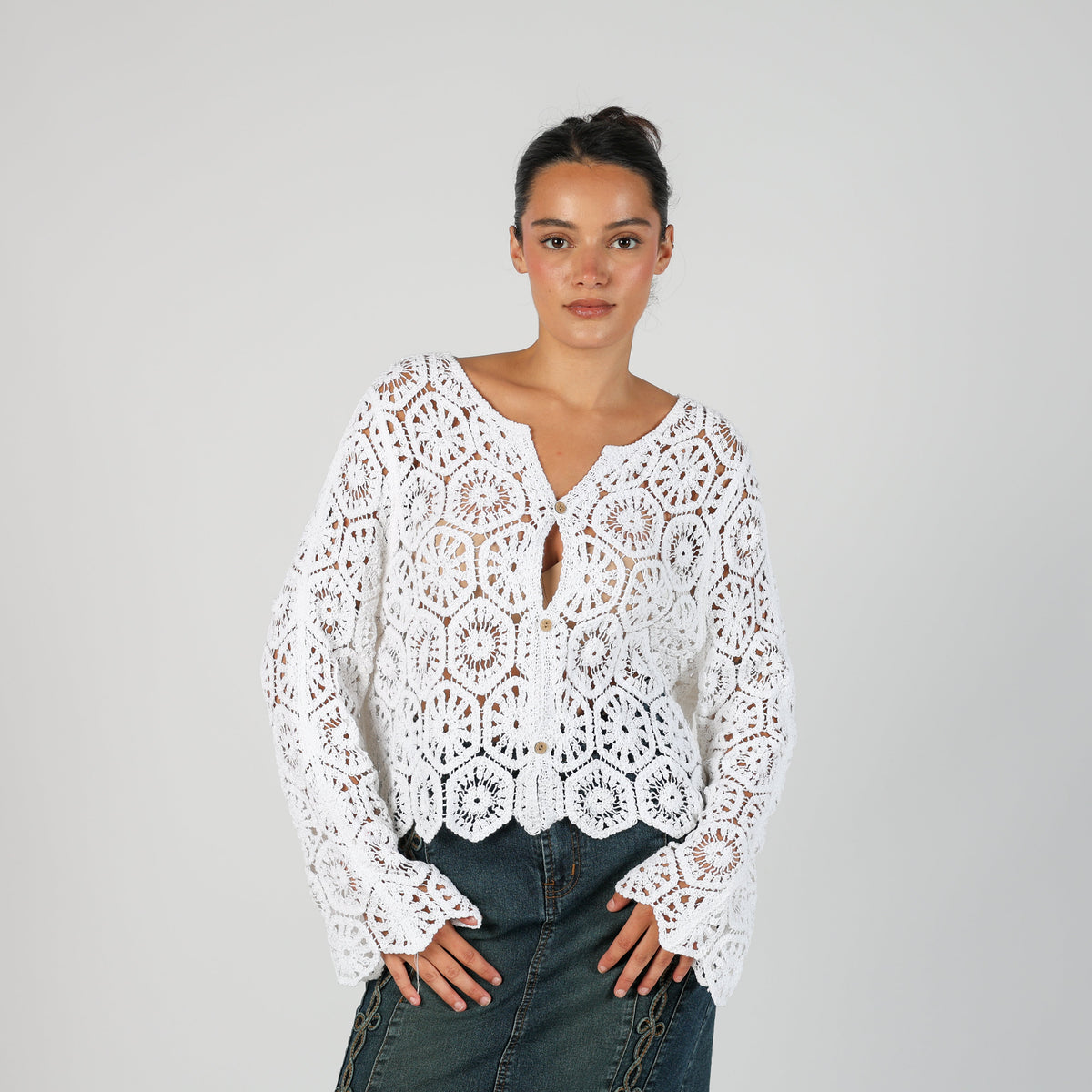 White Y2K Cardigan (M)