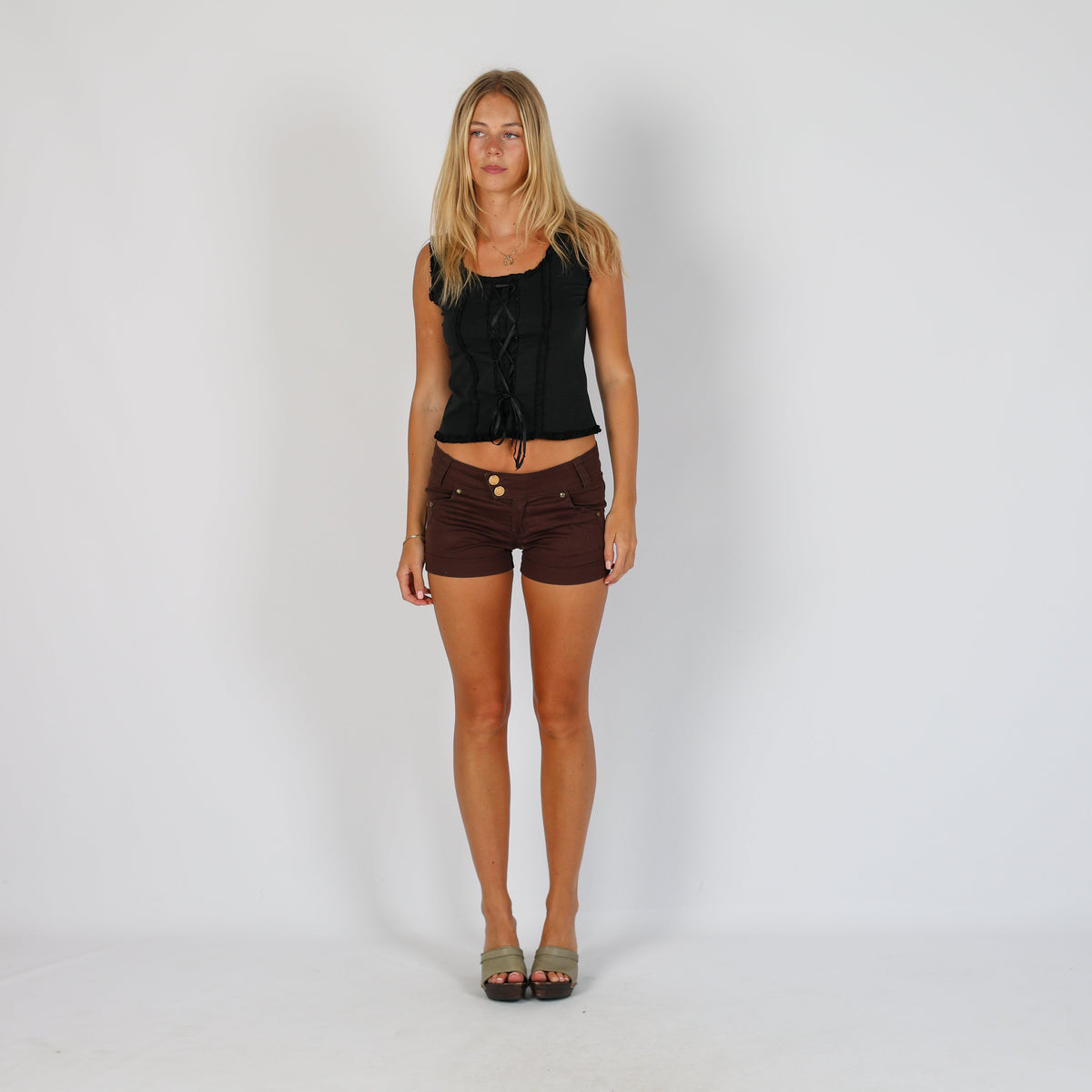 Brown Y2K Artigli Woven Shorts (S)