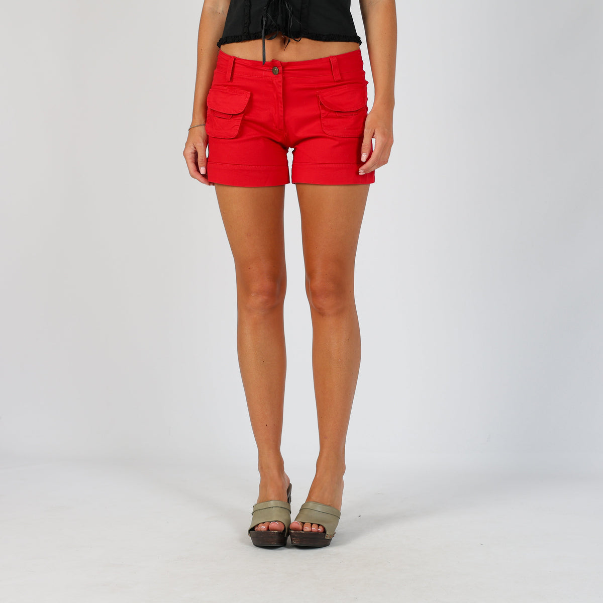 Red Y2K Effetti Woven Shorts (S)