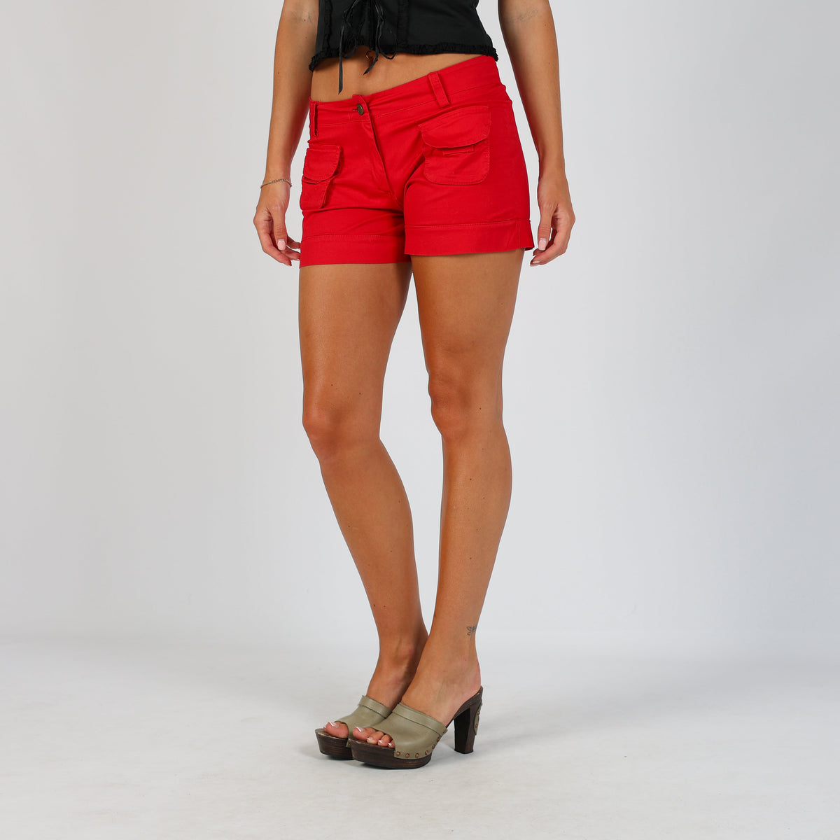 Red Y2K Effetti Woven Shorts (S)