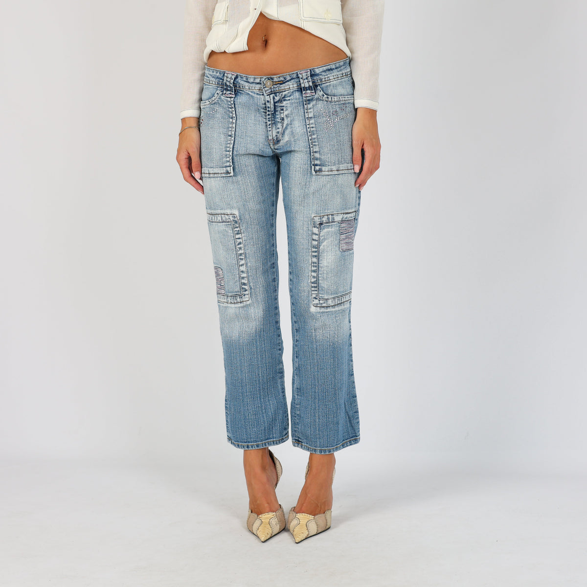 Light Blue Y2K H.J obiettivo Flare Jeans (S)