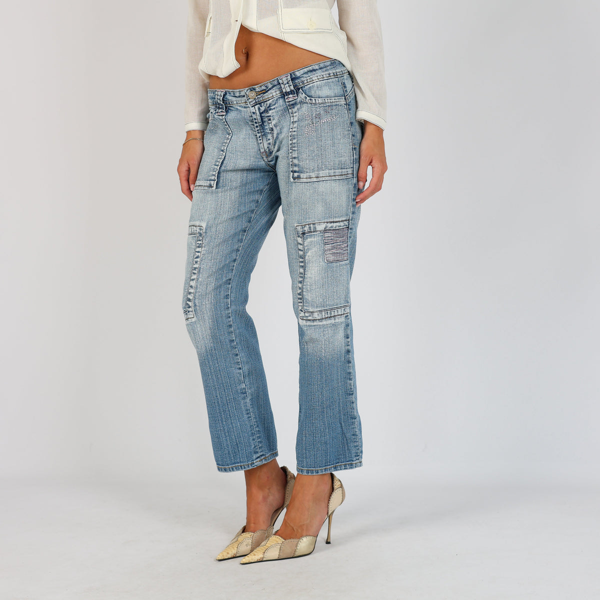 Light Blue Y2K H.J obiettivo Flare Jeans (S)