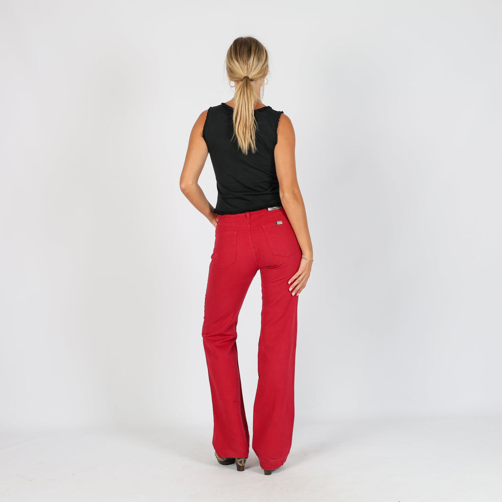 Red Y2K Trussardi Woven Trousers (XS)