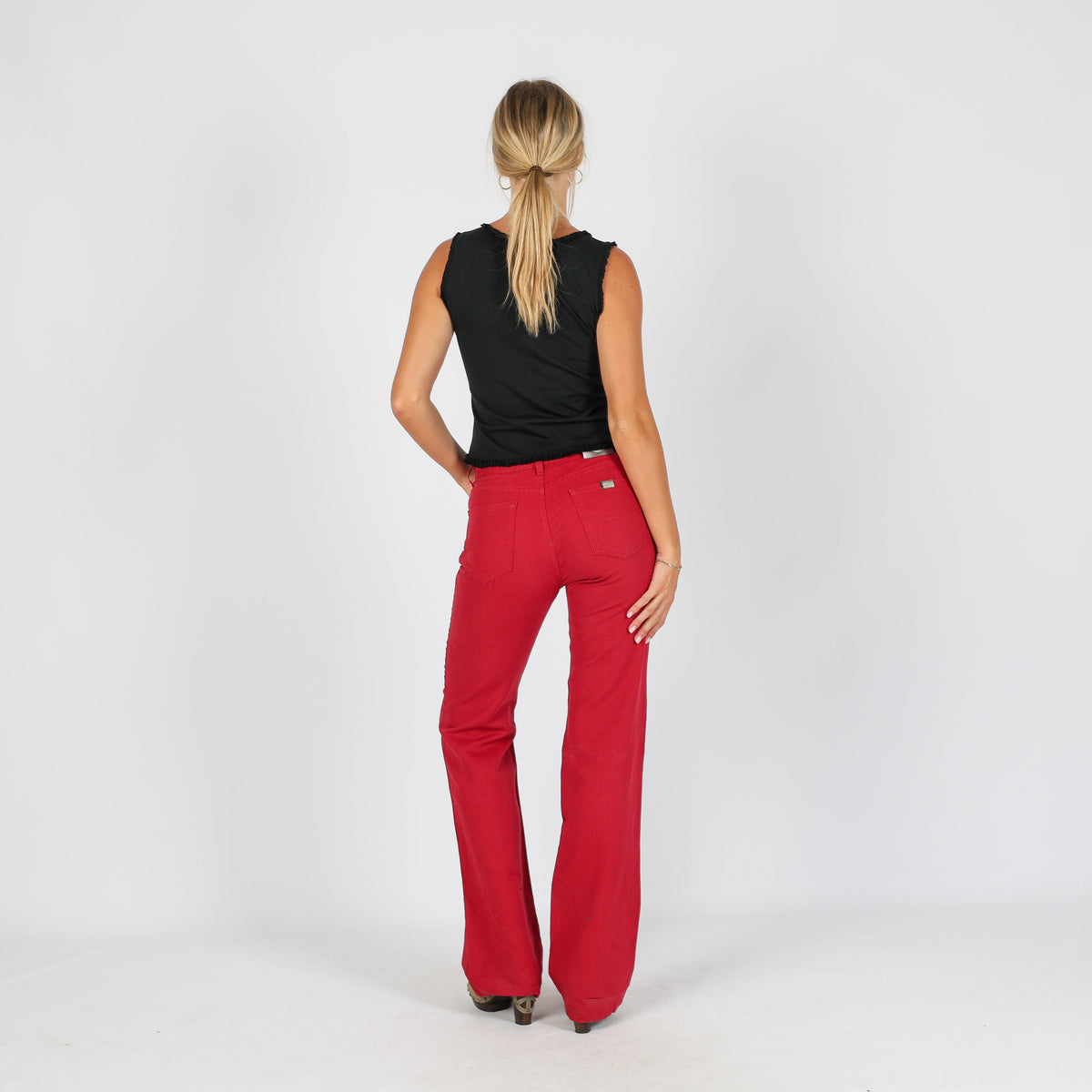 Red Y2K Trussardi Woven Trousers (XS)