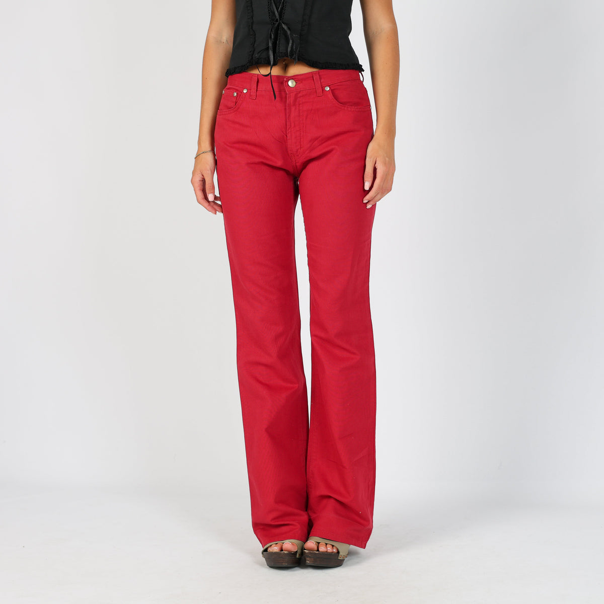 Red Y2K Trussardi Woven Trousers (XS)