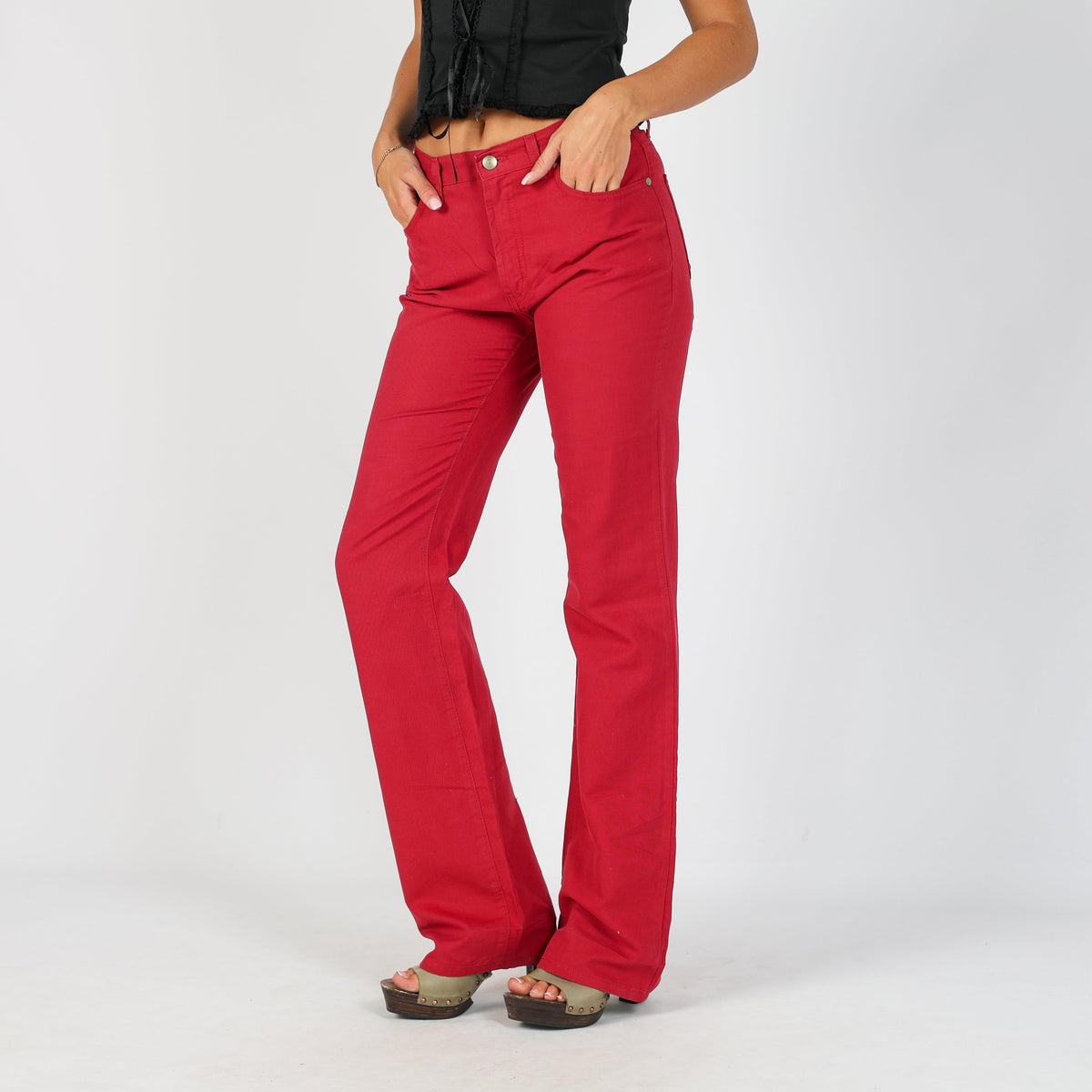 Red Y2K Trussardi Woven Trousers (XS)