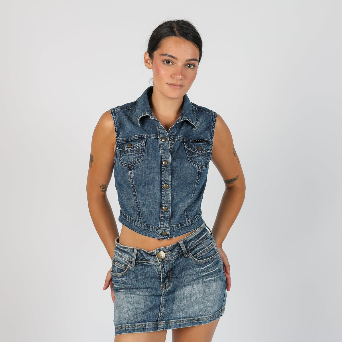 Blue Y2K Sisley Denim Waistcoat (S)