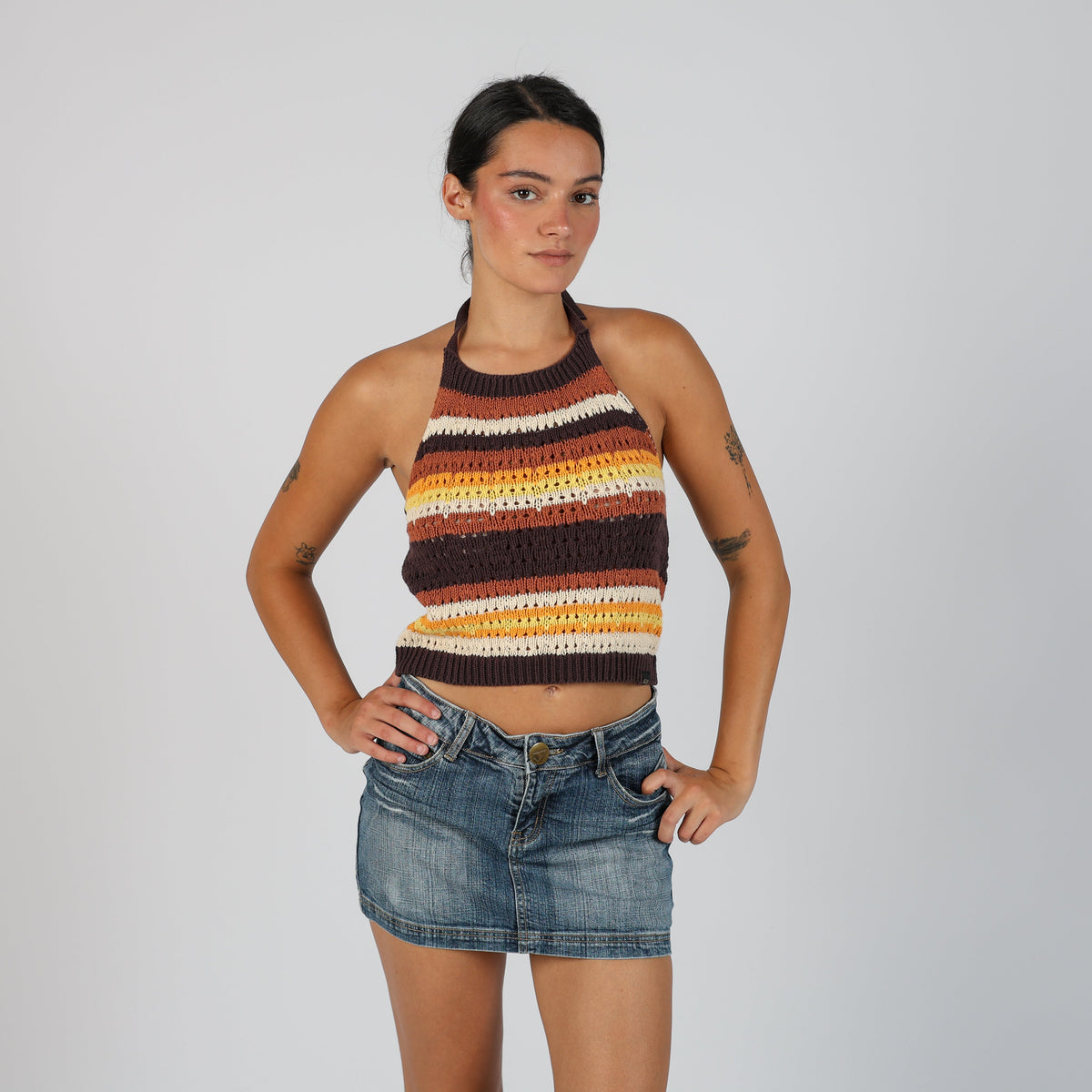Brown Y2K Superdry Knitted Top (S)