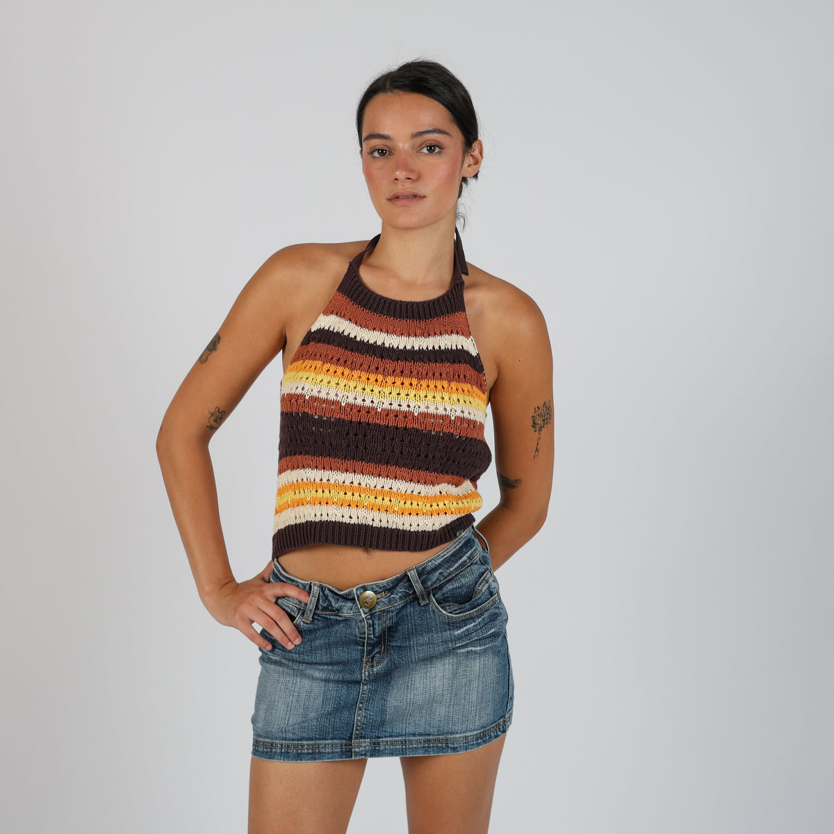 Brown Y2K Superdry Knitted Top (S)