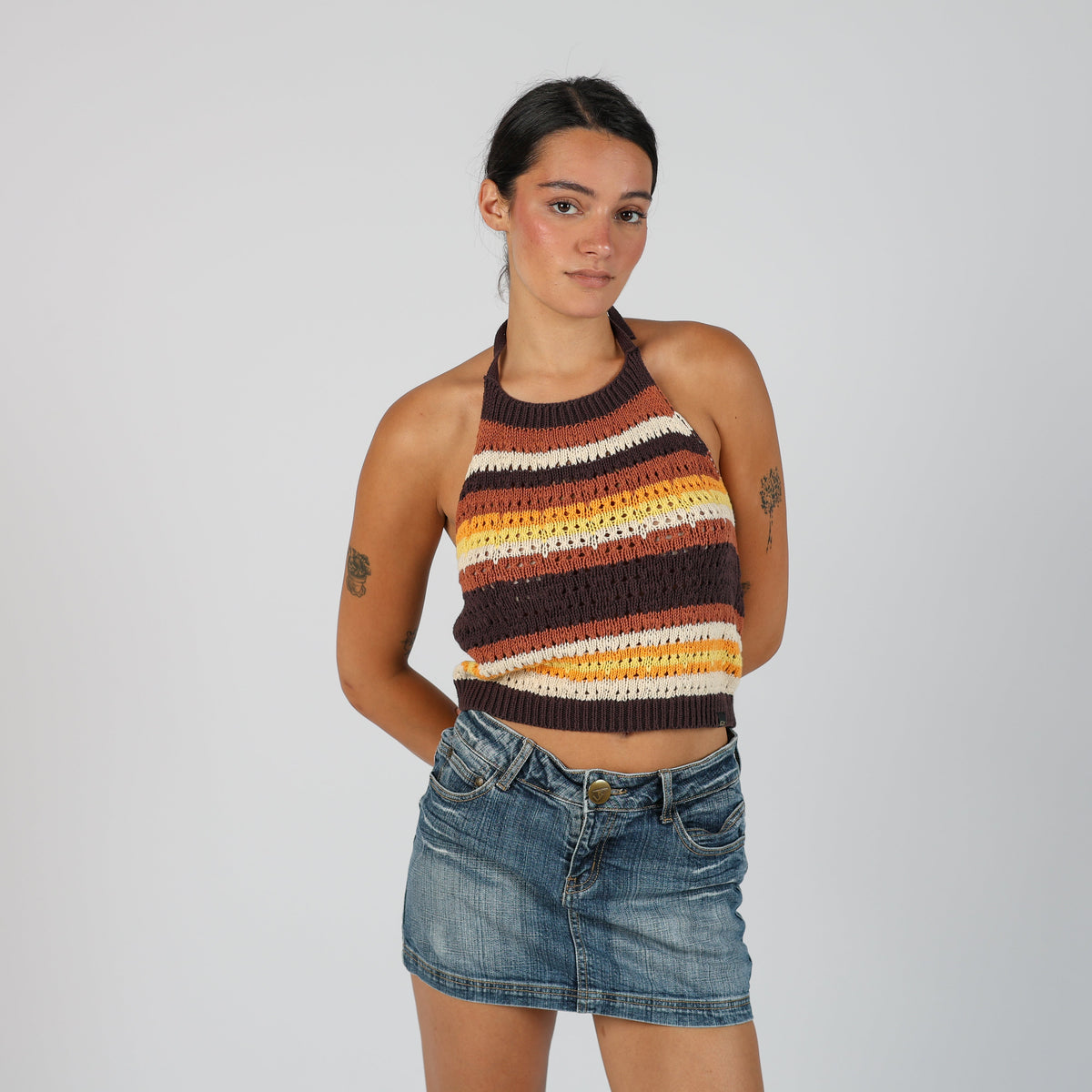 Brown Y2K Superdry Knitted Top (S)