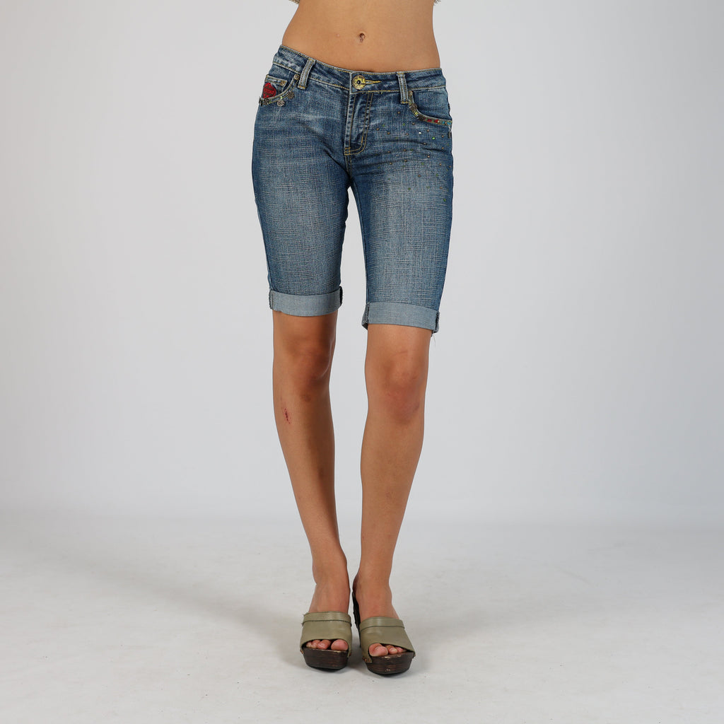 Blue Y2K Foglia Doro Denim Shorts (XS)