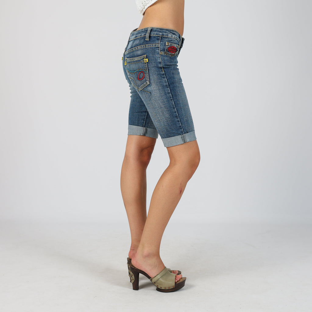 Blue Y2K Foglia Doro Denim Shorts (XS)