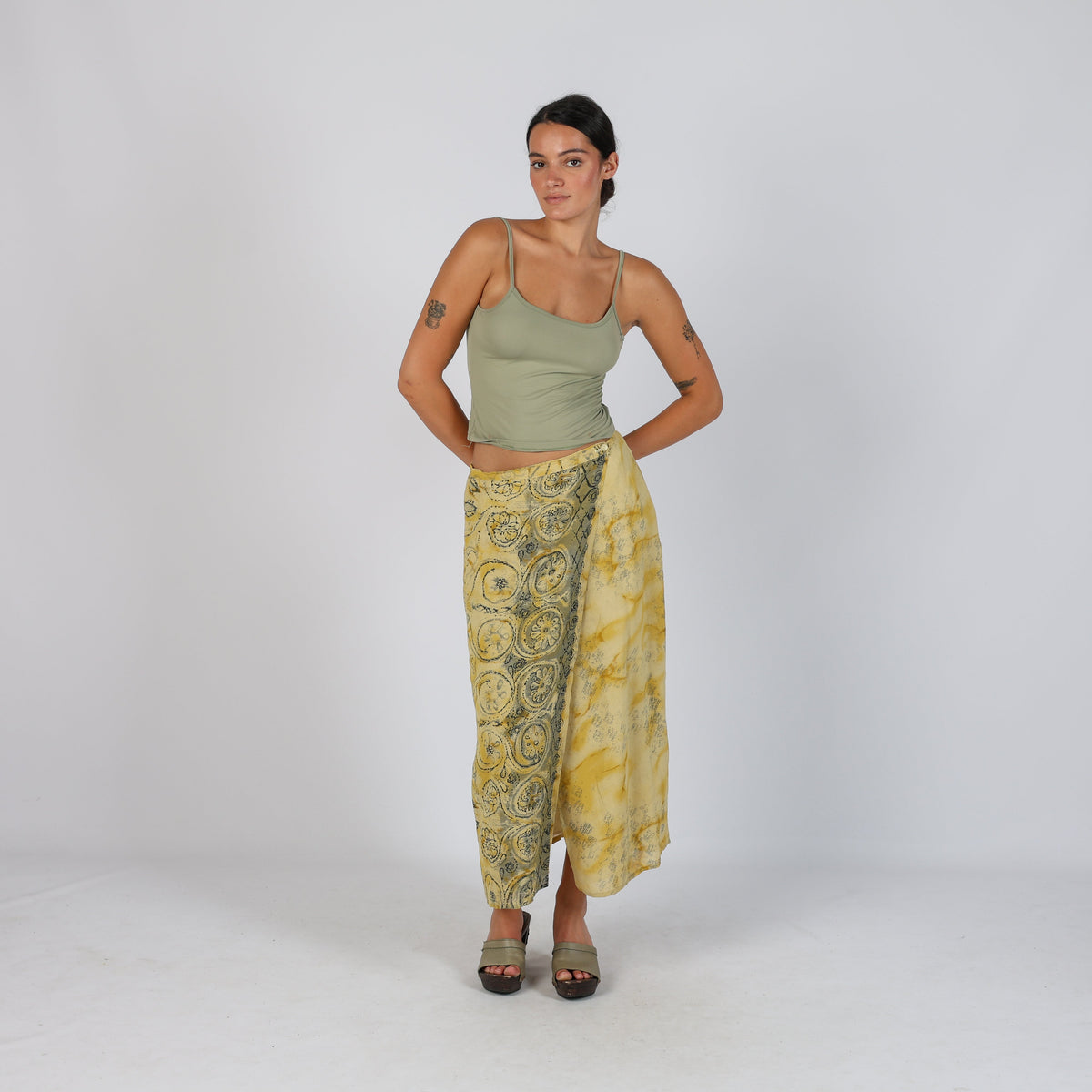 Yellow Y2K Dream Wrap Skirt (L)