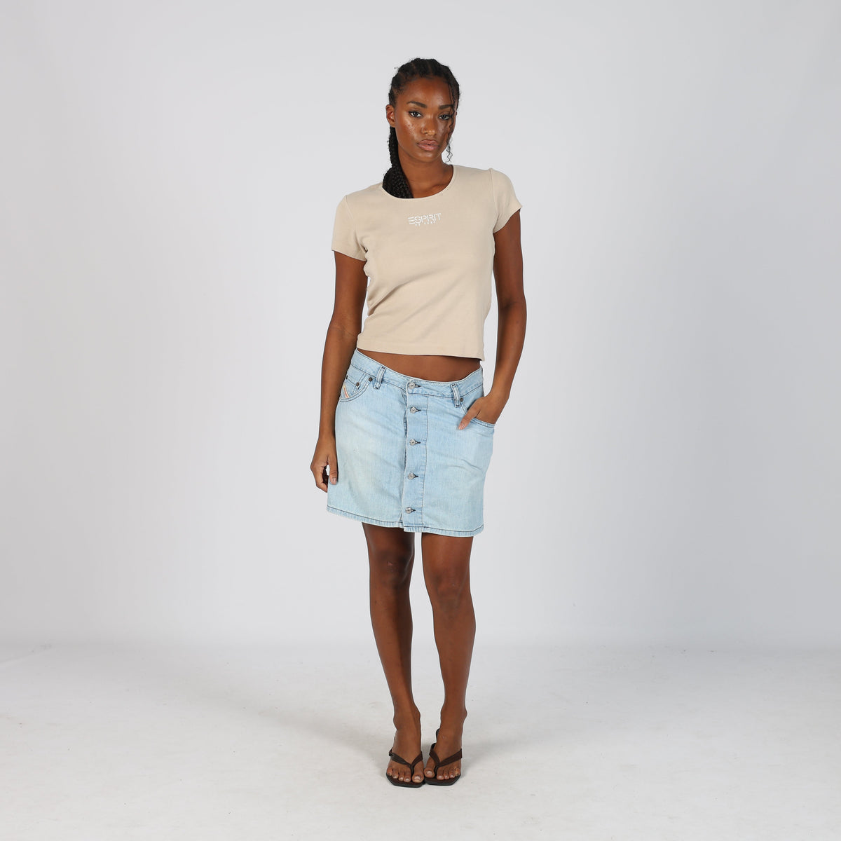 Light Blue Y2K Diesel Denim Midi Skirt (S)