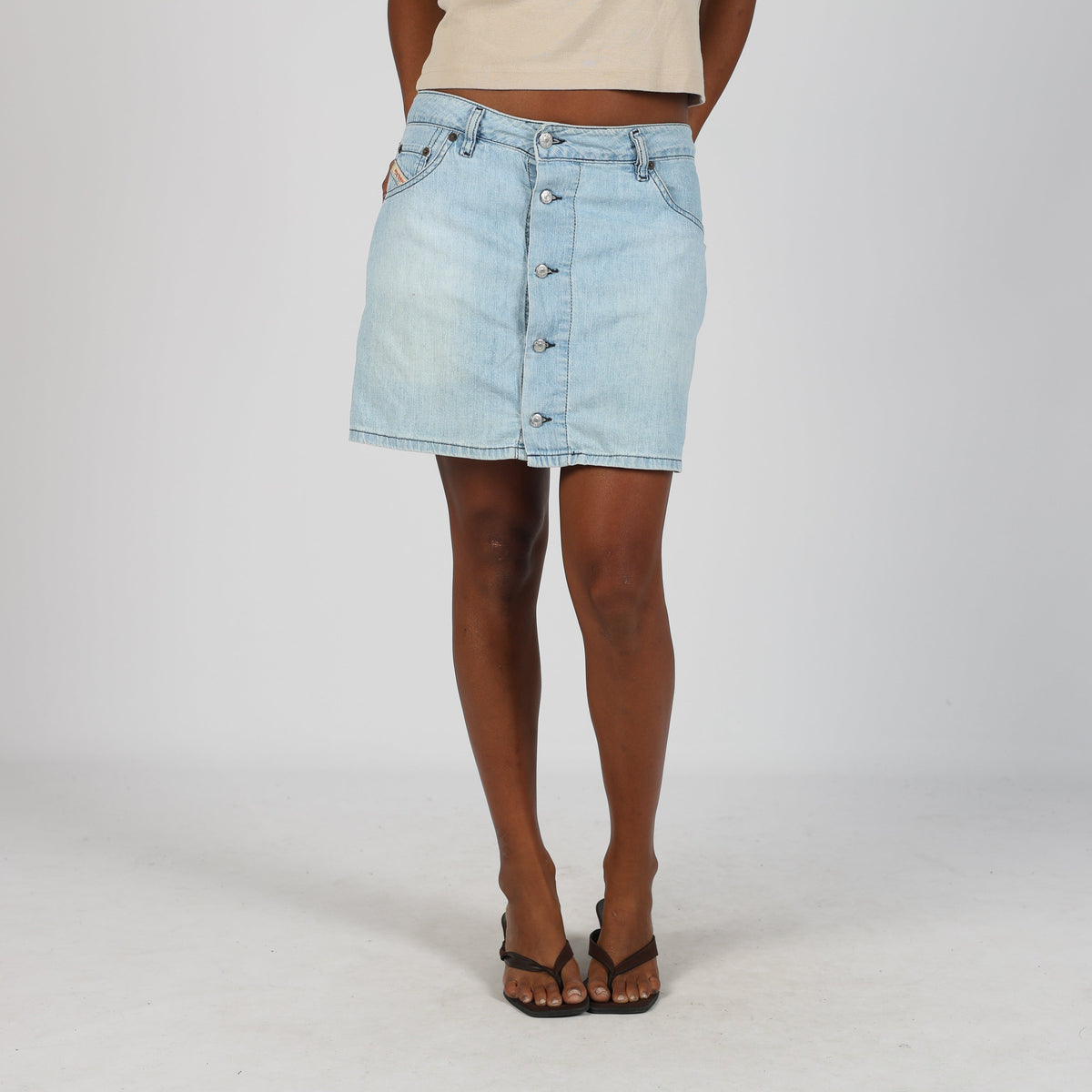 Light Blue Y2K Diesel Denim Midi Skirt (S)