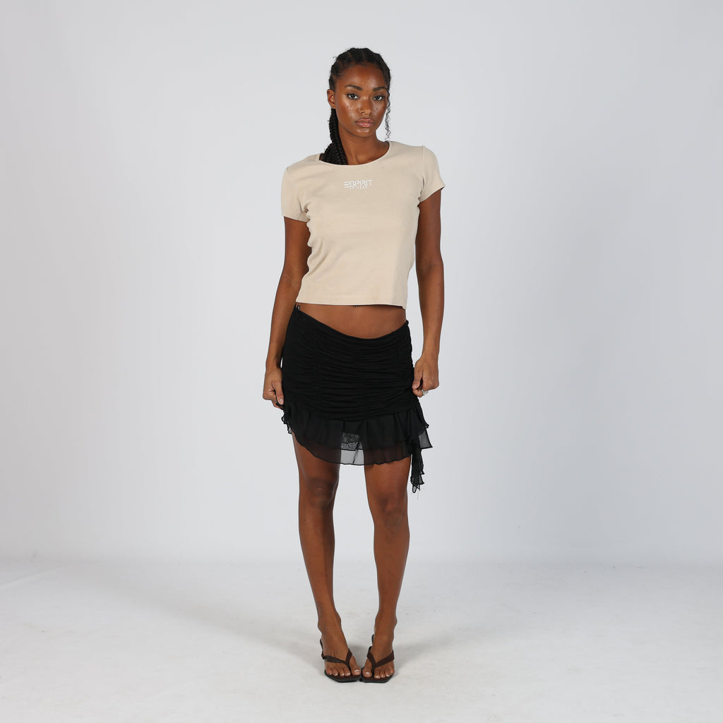 Black 90s Morgan Woven Mini Skirt (M)