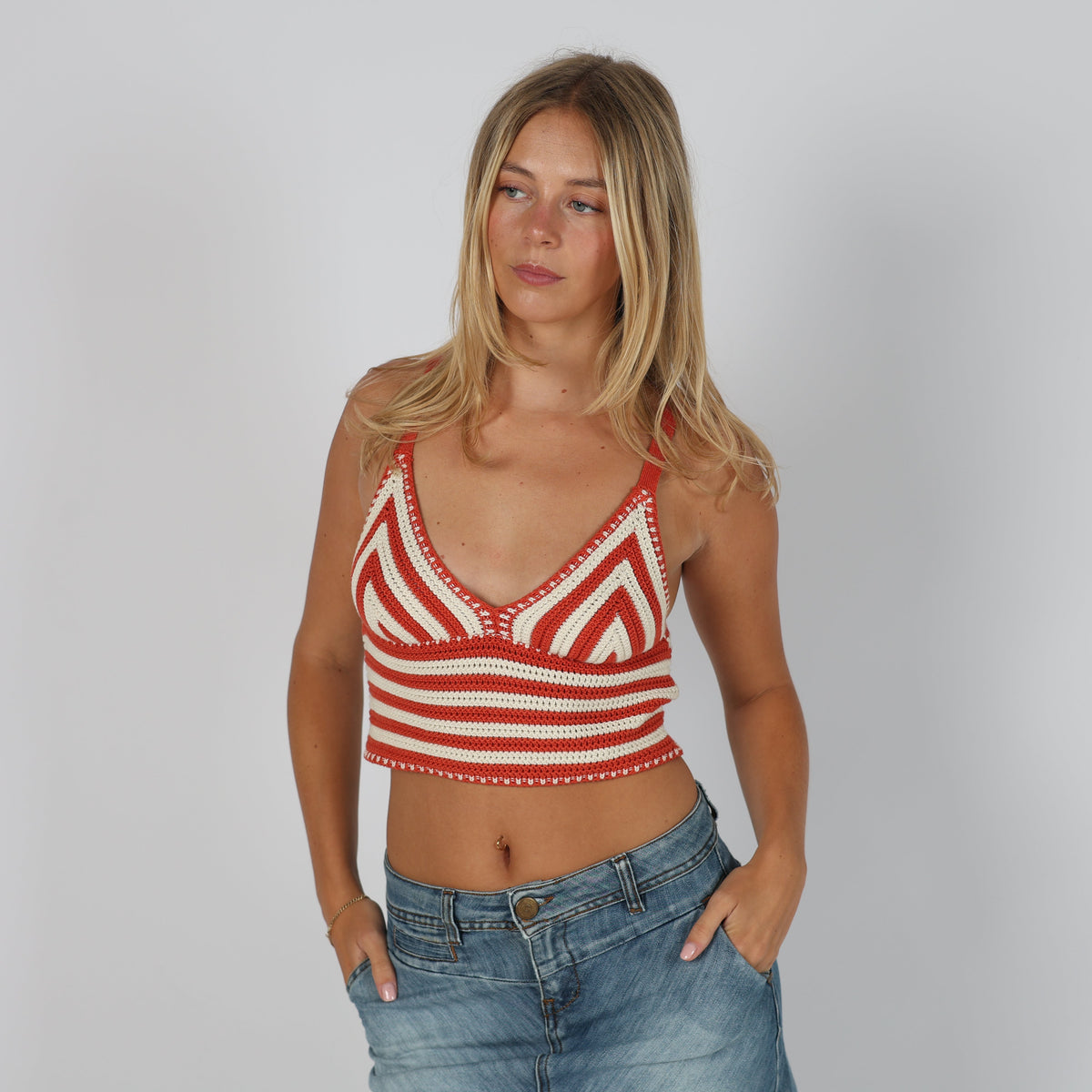 Orange Y2K Stradivarius Knitted Top (S)