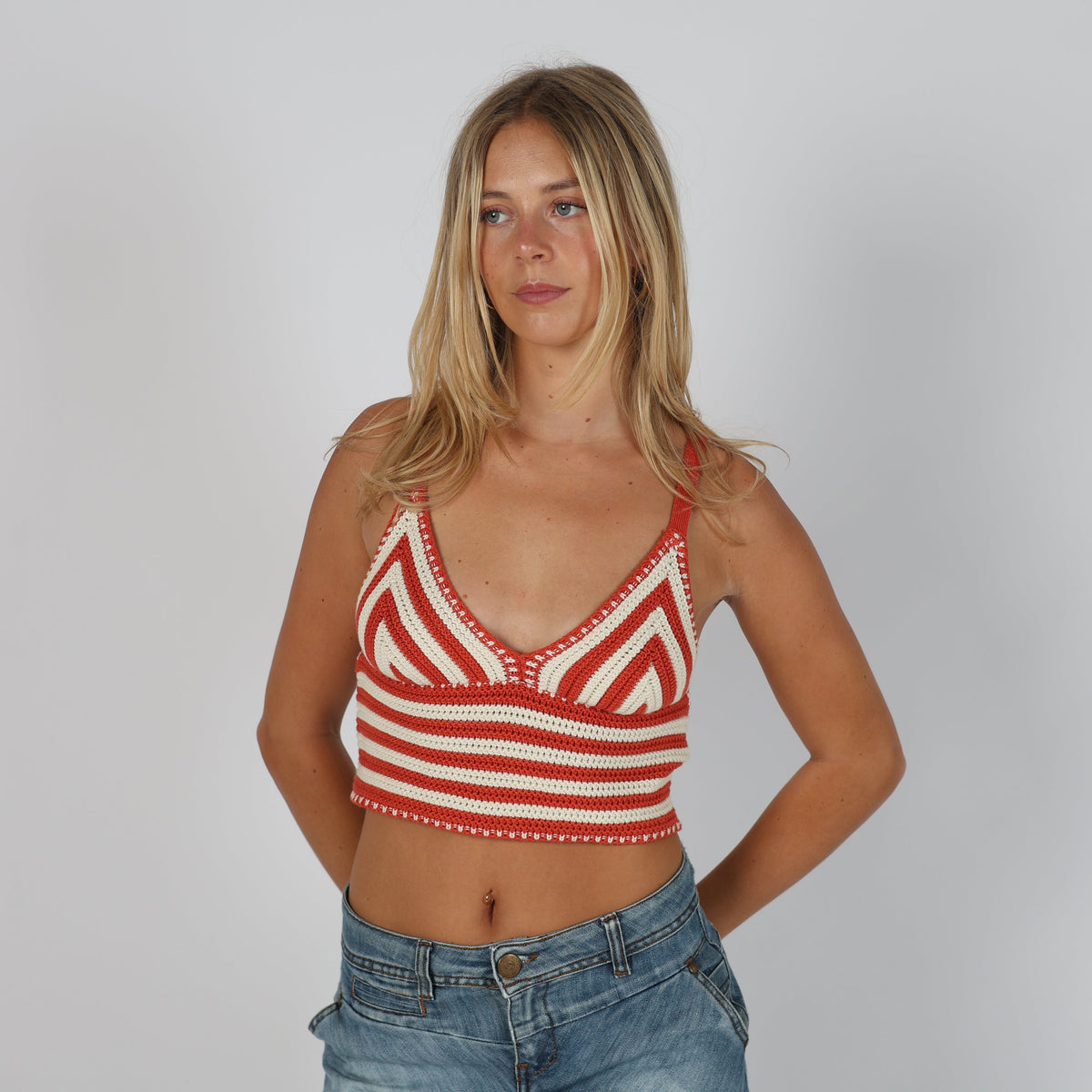 Orange Y2K Stradivarius Knitted Top (S)