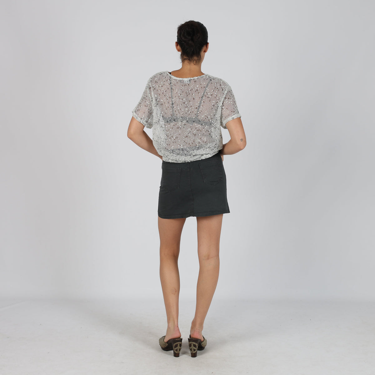 Charcoal Grey Y2K Chic&Pop Woven Mini Skirt (XS)