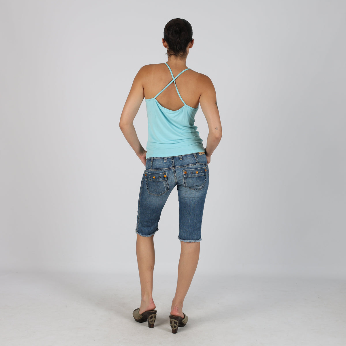 Blue Y2K Met 3/4 Jeans (XS)