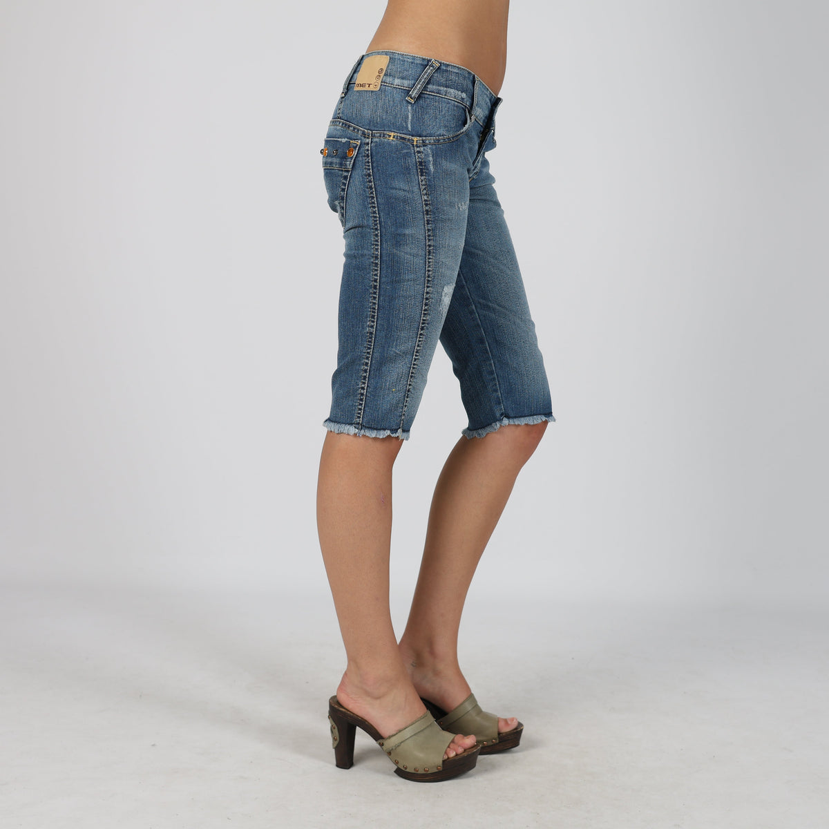 Blue Y2K Met 3/4 Jeans (XS)