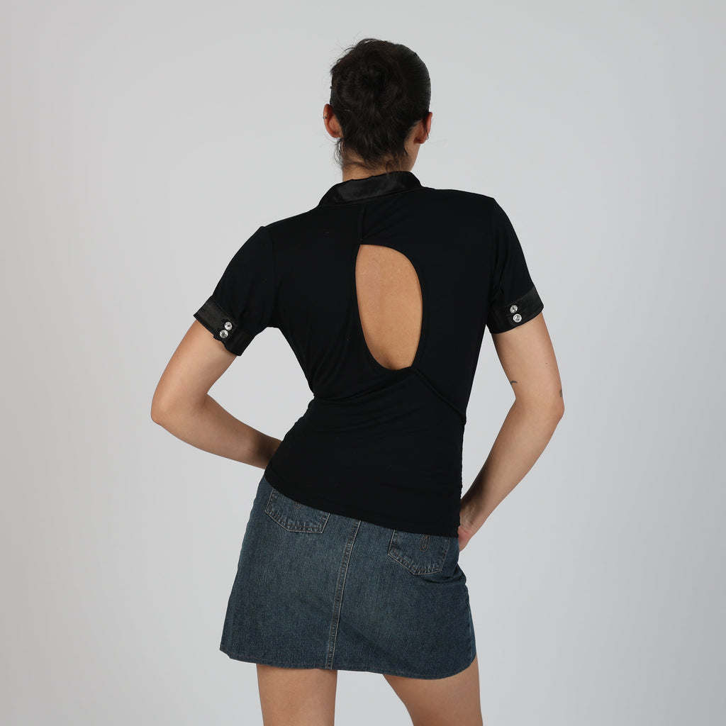 Black Y2K Made in Italy Blouse (M)