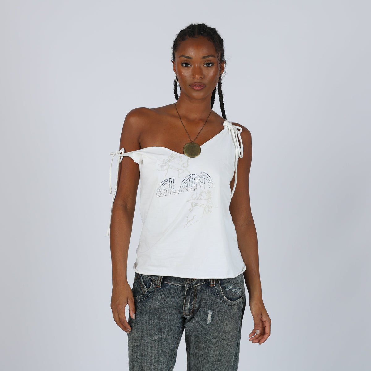 Ivory Y2K Woven Vest Glam (L)