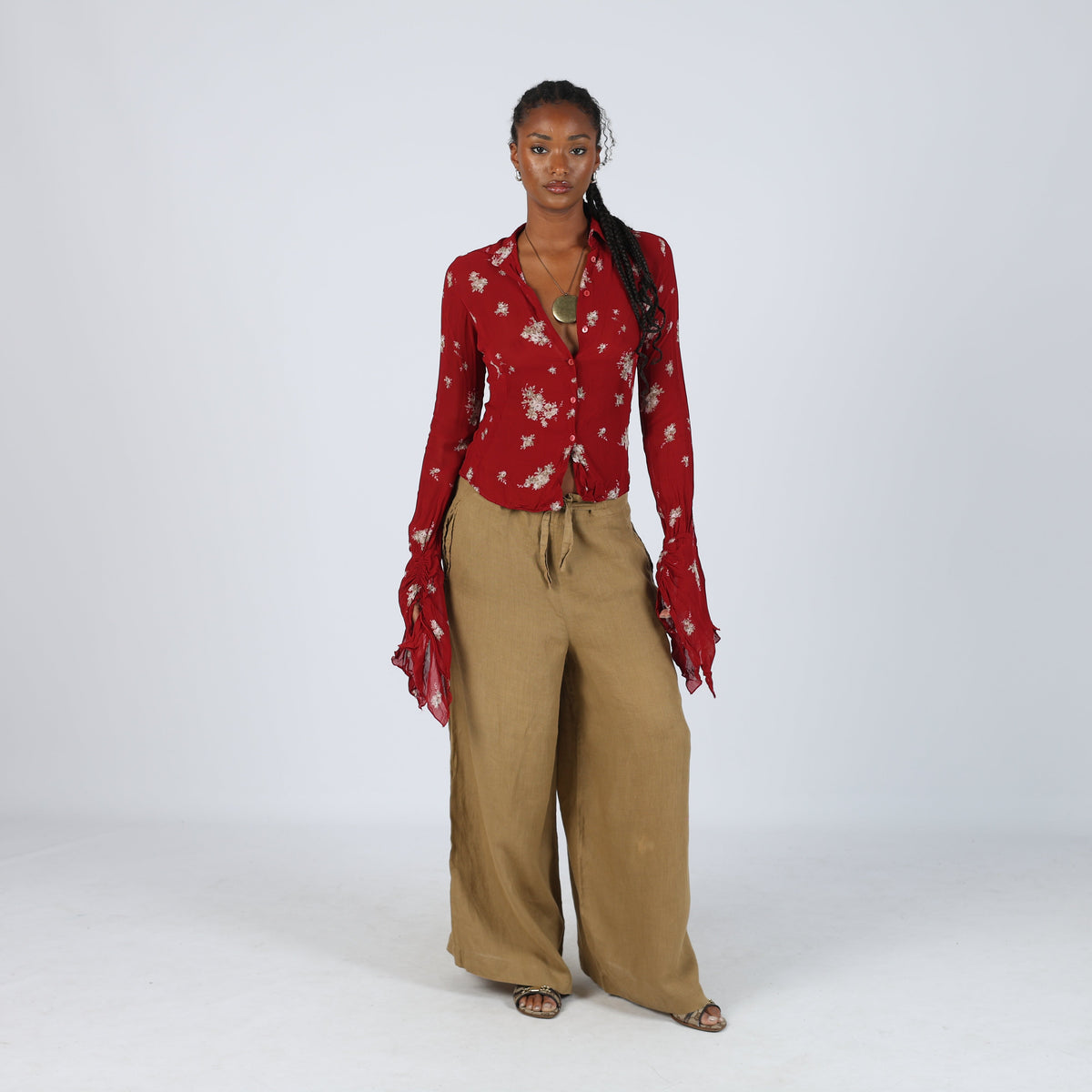 Brown Y2K Brigatti Woven Trousers (S)