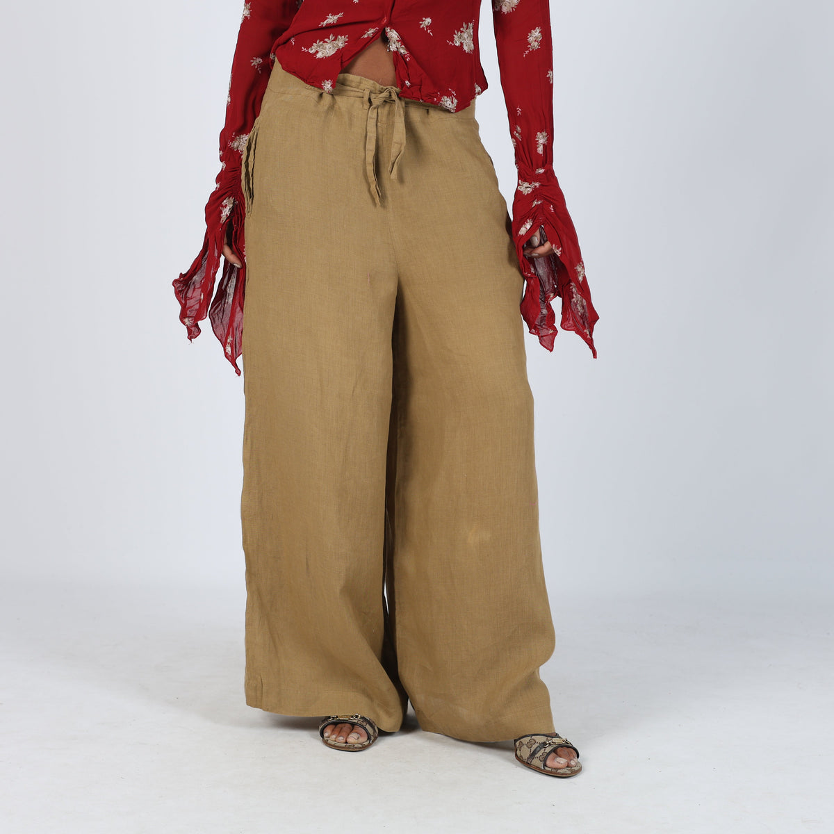 Brown Y2K Brigatti Woven Trousers (S)
