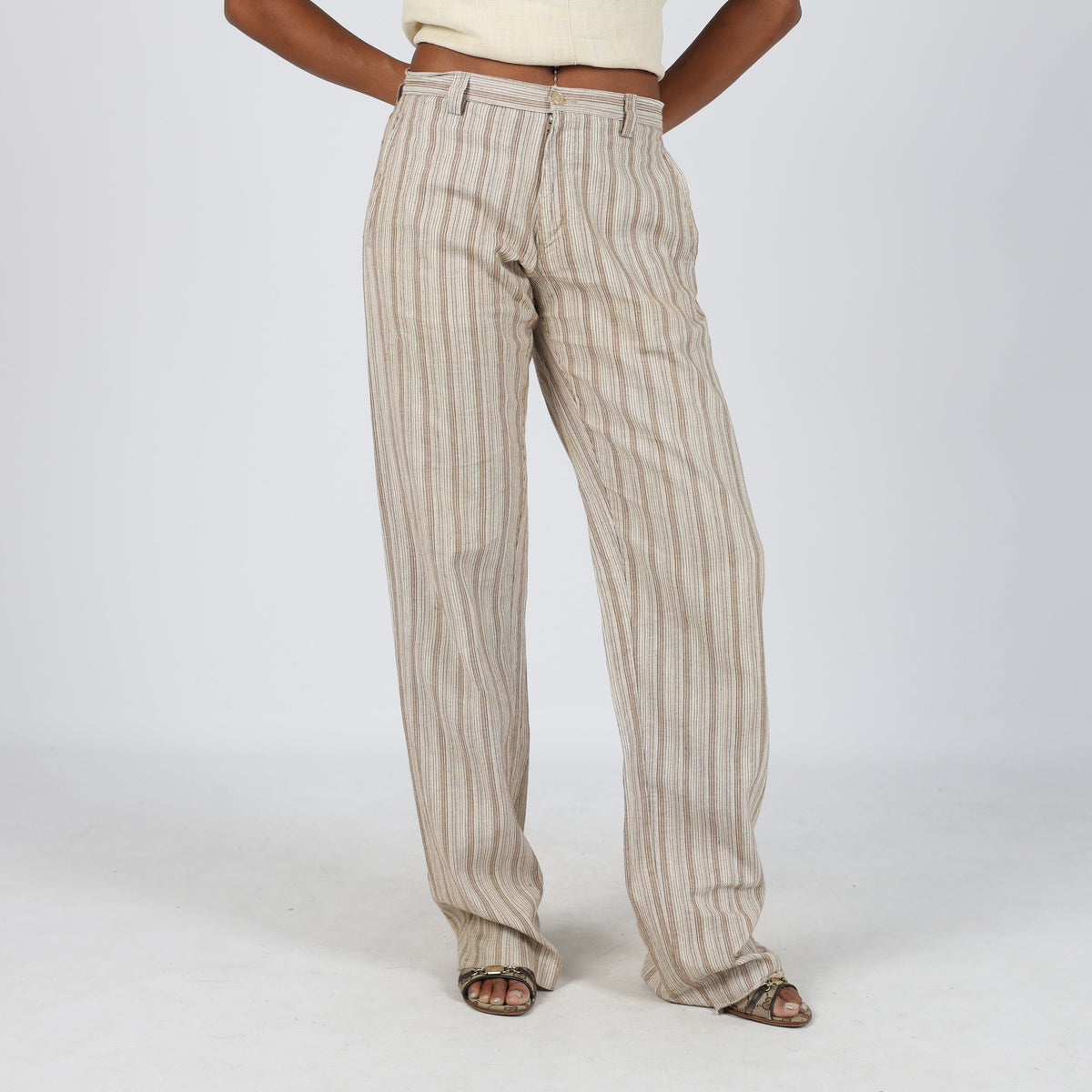 Brown 90s Made in Italy Woven Trousers (S)