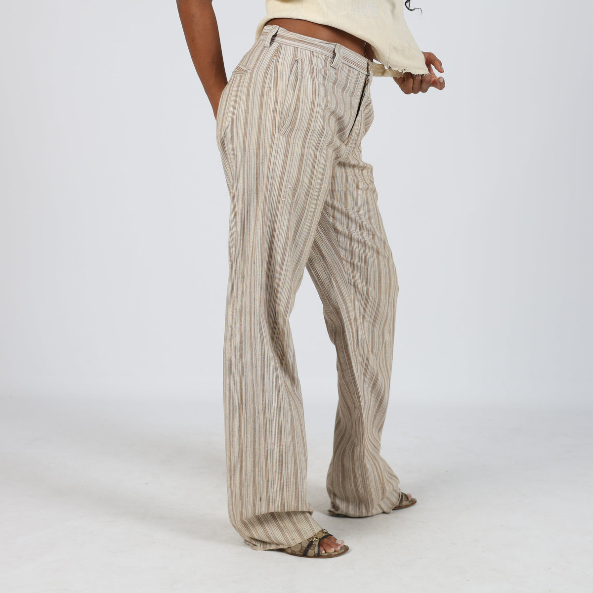 Brown 90s Made in Italy Woven Trousers (S)