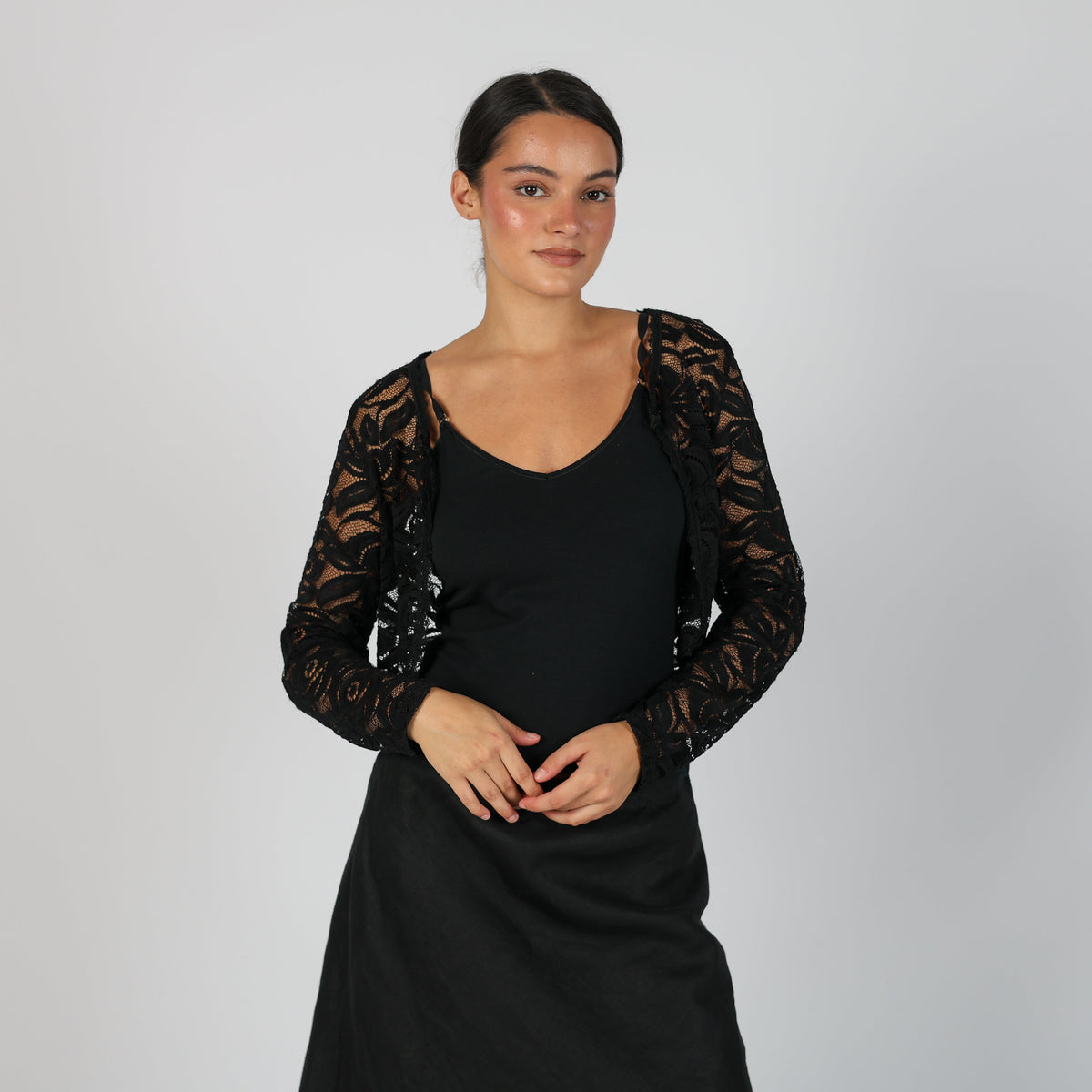 Black Y2K Lace Cardigan (S)