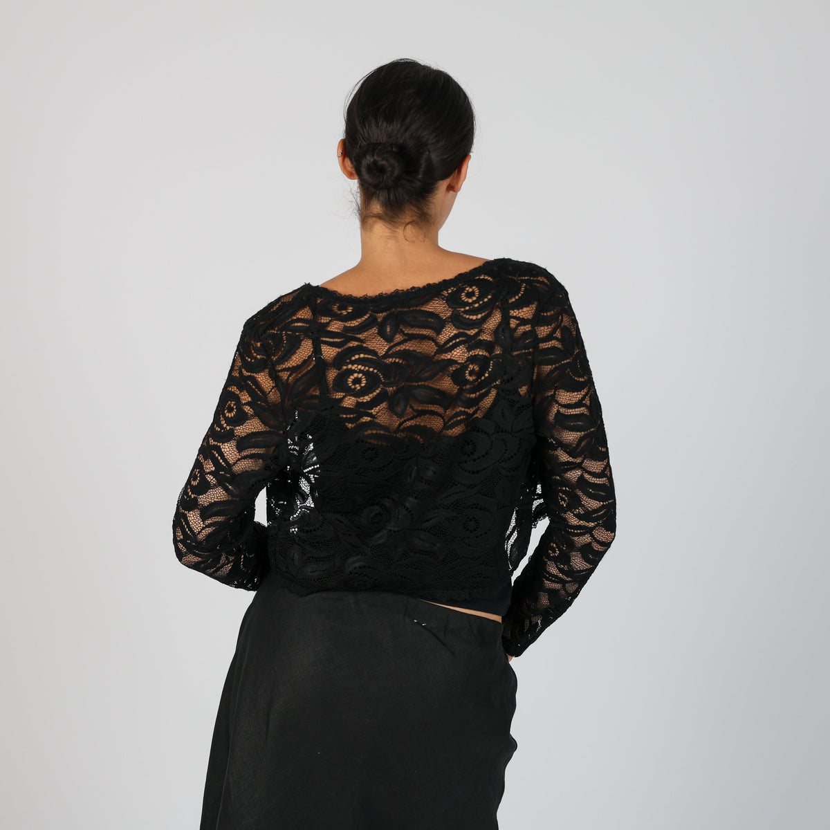 Black Y2K Lace Cardigan (S)