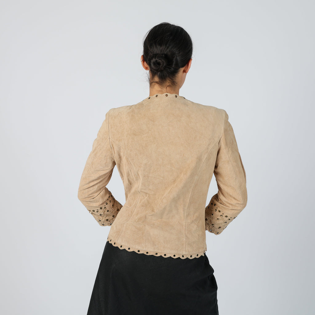 Tan Y2K Leather Jacket (S)