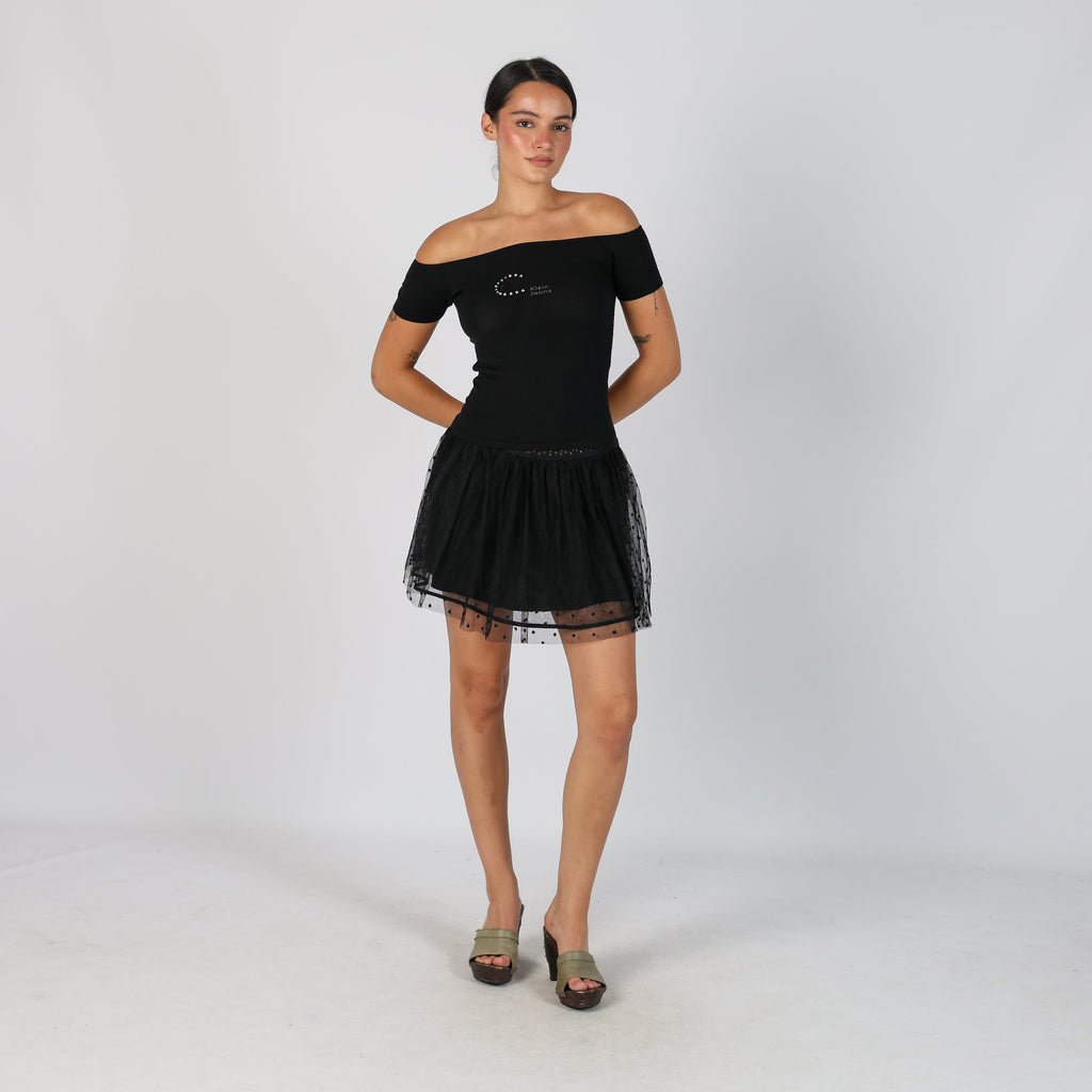 Black Y2K Guess Woven Mini Skirt (XS)