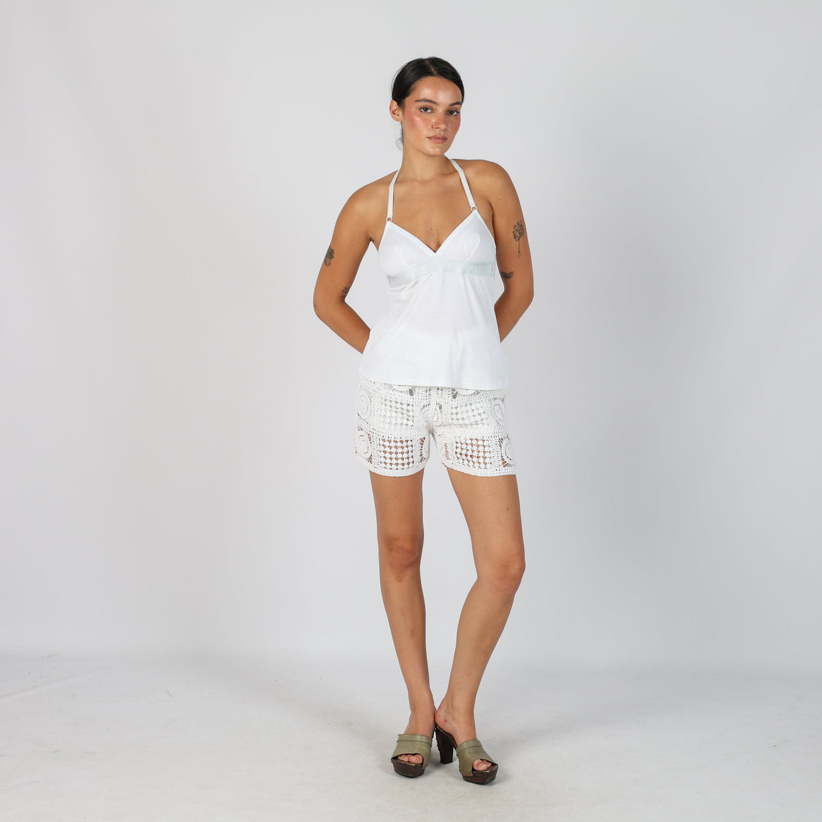 Ivory Y2K Woven Shorts (XXS)